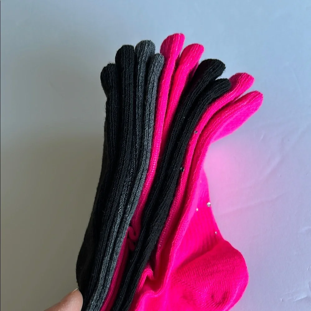 Juicy Couture hot pink and black sock set of five